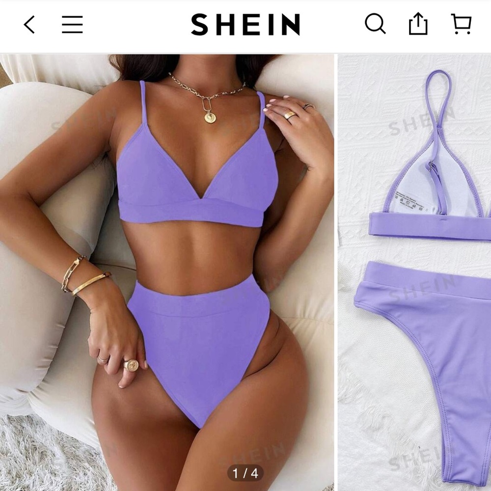 Purple High Waisted Triangle Bikini
